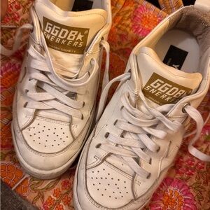 Golden Goose White Sneakers with Gold Accents